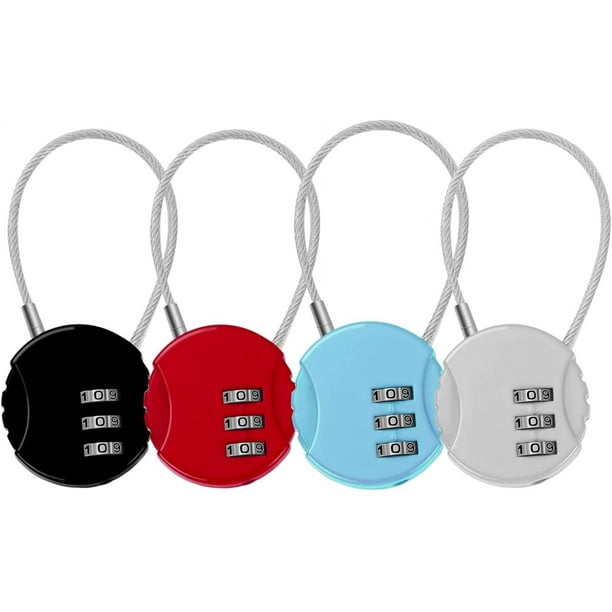 Ensemble de 3 cadenas à code à 3 chiffres, cadenas de valise d'avion petits  verrous à câble cadenas de code de casier pour bagages de voyage valise sac  casier (3 couleurs)