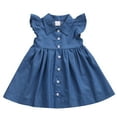 thumbnail image 1 of Kmbangi Girls Sleeveless Denim Dress Ruffle Sleeve Princess Sundress, 1 of 9