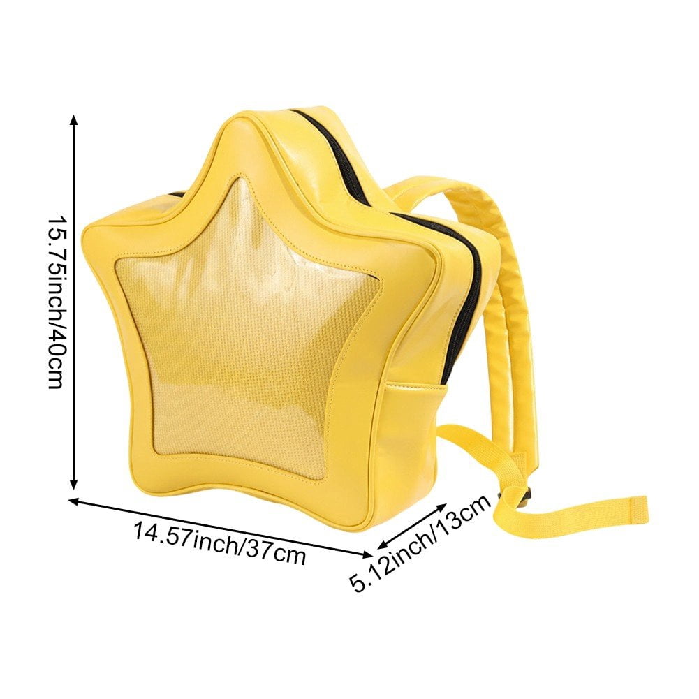 Yvsxxv Yellow Star Shaped Ita Backpack, Women Badge Display Daily Backpack, 1 Pc