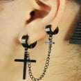 thumbnail image 3 of AYYUFE 1Pc Punk Hip Hop Metal Chain Ear Cuff Creative Cross Tassel Men Earring Jewelry Accessories Stainless Steel Clear, 3 of 8