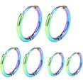 thumbnail image 6 of Nmkwnr 7 Pairs 316L Stainless Steel Earrings Mens Small Hoop Earrings 14K Plated Hoop Earrings for Women Men, Multicolor, 6 of 6