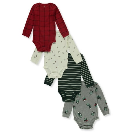 UPC: 0195861362036 | Carter s Baby Boys 4-Pack L/S Holiday Bodysuits – charcoal gray 6 months (Newborn)