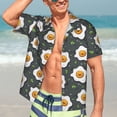 thumbnail image 5 of Picia Cute Poached Eggs Gentle Cotton Regular Fit Short Sleeve Casual Hawaiian Shirt for Men-Medium, 5 of 9