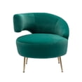 thumbnail image 4 of Accent Chair, Left Round Armchairs with Wide Upholstered, Gold Metal Legs, Polyester Leisure Sofa Chair for Living Room, Bedroom, Hotel, Library, Emerald, 4 of 9