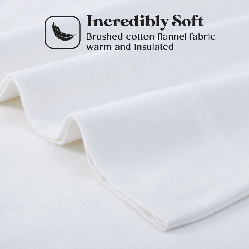 Superior Solid Flannel Cotton Pillowcases, Set of 2, Standard, White