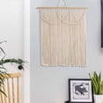 thumbnail image 4 of Tapiz de pared tejido a mano bohemio | Flecos de encaje de algodón beige | Colgante de macramé grande de 39x43in | Decoración elegante para la sala de estar de la oficina en casa | Tapicería de, 4 of 8
