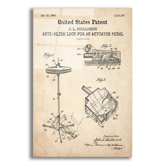 Epic Art 'Anti-slide Lock Blueprint Patent Parchment,' Acrylic Glass Wall Art, 12"x16"