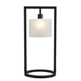 thumbnail image 5 of Noaman Metal Table Lamp with Glass Drum Shade, 24"H Industrial Style Desk Lamp, Black Base & Frosted Shade, 60W Incandescent/9W LED Compatible, Includes Bulb, 5 of 7