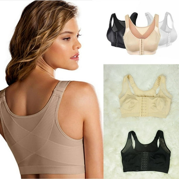 Seniors Fully Wireless Back & Posture Support Bras 3pc Full Coverage Back  Support Everyday Wireless Comfy Unpadded Cup