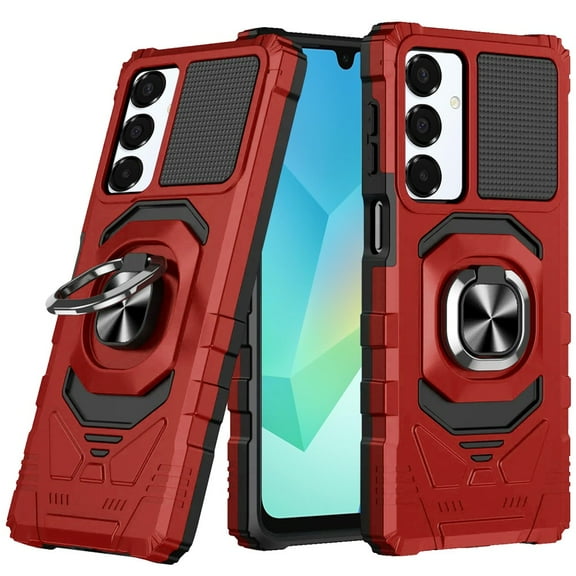 For Samsung Galaxy A16 5G Hybrid Dual Layer with 360° Rotate Magnetic Ring Stand Holder Kickstand TPU Rugged PC Shockproof Cover, XPM Phone Case [Red]