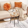 thumbnail image 6 of Rattan Log Desktop Round Side End Table, Nightstand/Small Tables, Indoor Outdoor Wooden Tray Table with Metal Stand End Table for Living Room Bedroom Office Small Spaces, 6 of 12