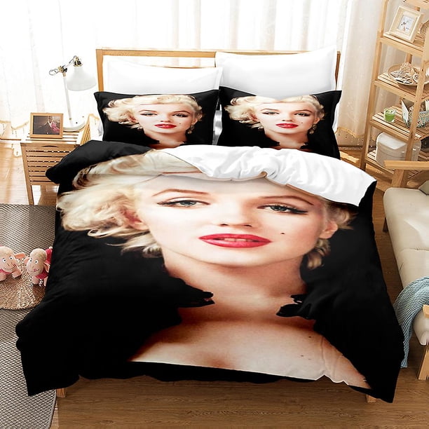 Juego de cama Marilyn Monroe, funda nórdica a la moda, edredón, ropa de cama, tamaño doble, tamaño individual, decoración de dormitorio