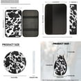thumbnail image 7 of KUIFORTI Black Cow Print Automobile Seats Covers Set of 14 with Auto Center Console Armrest Pad Car Steering Wheel Cover Auto Seat Belt Cover Car Headrest Covers for Most Cars, 7 of 7