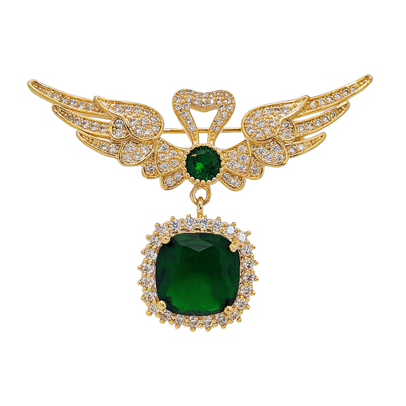 Angel Wings Green Brooch