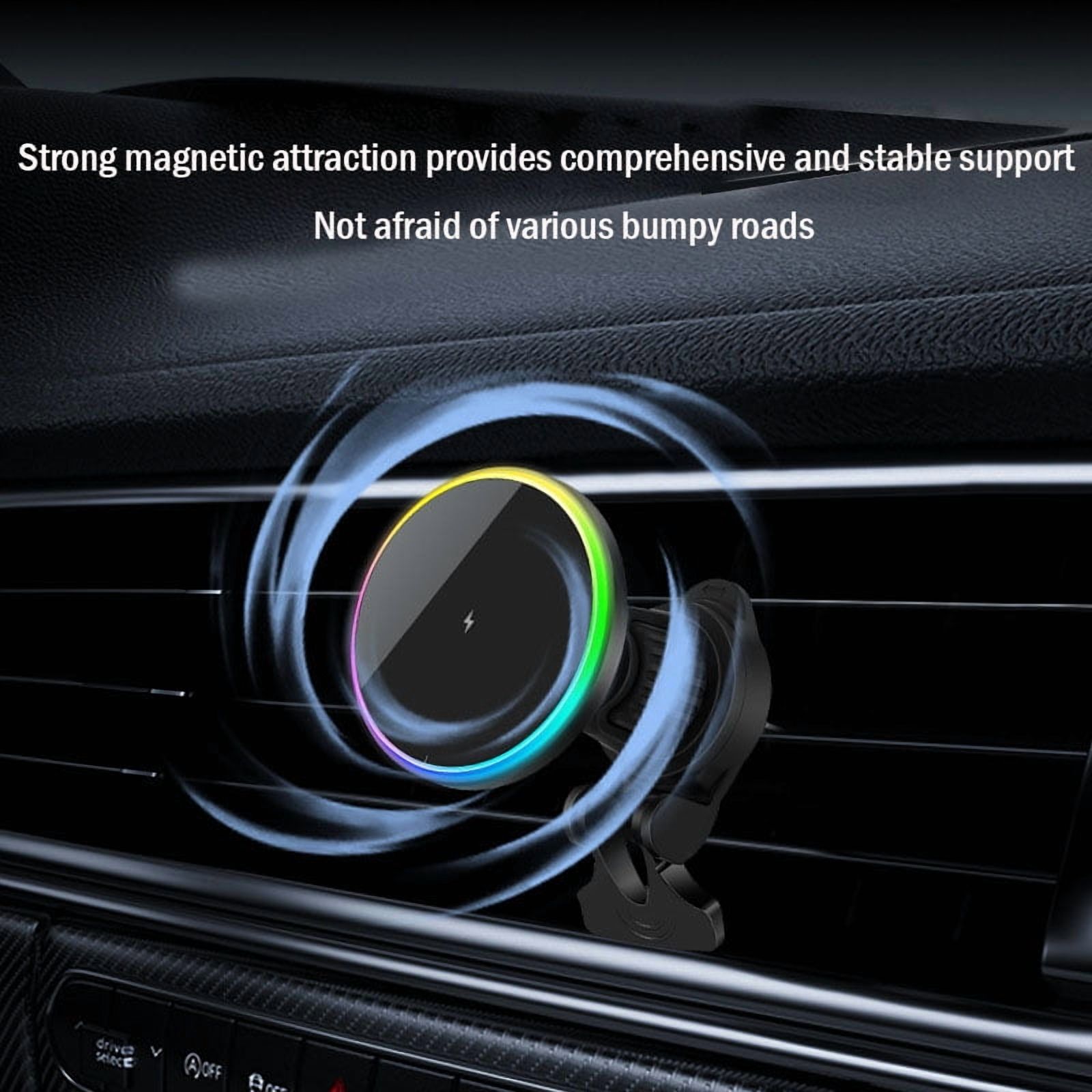 Car mounted magnetic phone holder wireless charger suitable for MagSafe air outlet navigation,Black ,OJD-121