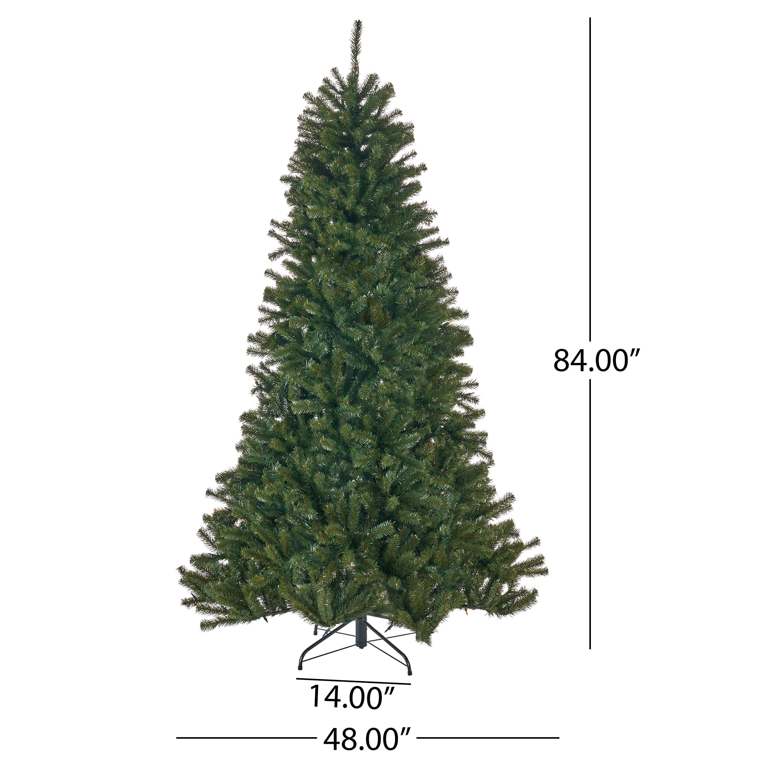 Noble House 7 Foot Artificial Noble Fir Christmas Tree, Green/Multicolored Lights