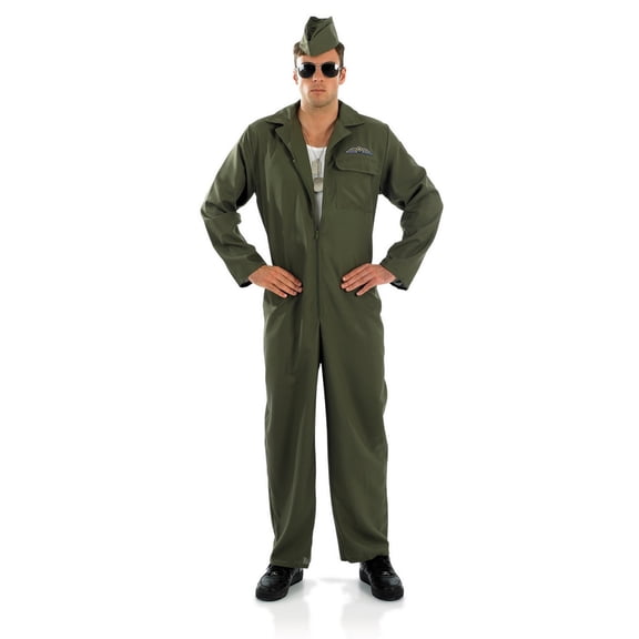Fun Shack Mens Aviator Flightsuit Costume Sunglasses Adult Pilot Halloween Halloween Green M