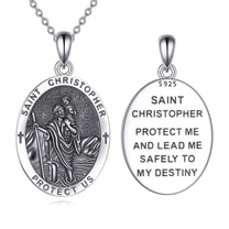 Saint Christopher Necklace 925 Sterling Silver Protection Medal Pendant Religious Amulets Jewelry Gifts for Women Men