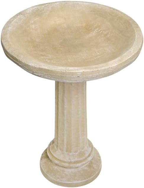 Solid Rock Stoneworks 2 Piece Collanade Birdbath - 26" Tall - Desert Sand Color