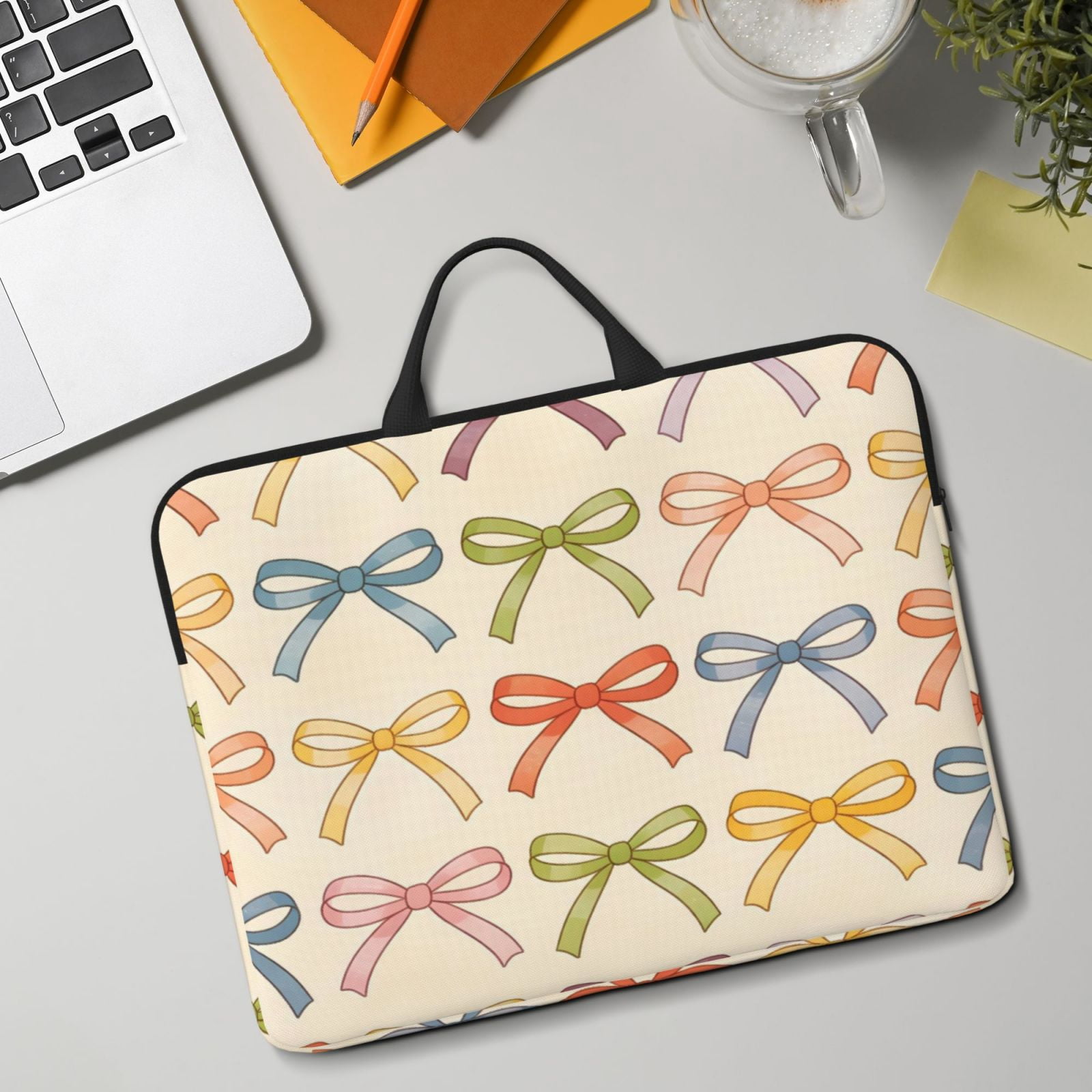Laptop Sleeve Bag For Women Men 14inch Waterproof Durable Protective Computer Carrying Cover Handle Laptop Case Bag Colorful Bows