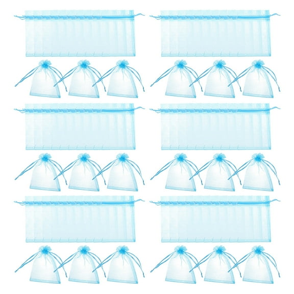 VERDANVERSE Present Bags Sky-Blue Organza 100Pcs 5.9x3.9x0.04In