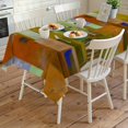 thumbnail image 4 of Abstract Yellow Rectangle Tablecloth, Painting Buildings Geometric Modern Art Waterproof & StainResistant Tablecloth, Washable Oil-proof Table Cover for Dining/Party/Wedding/Camping/Buffet 60x120 In, 4 of 9