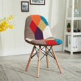 thumbnail image 2 of Hodedah Tissu Rembourré Multi-Couleur Patchwork Design Chaise d'Accent de Salle à Manger, 2 of 6
