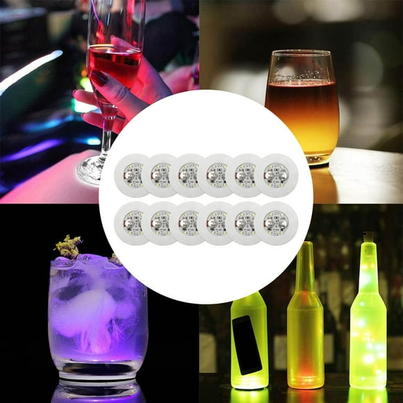 LED 12 Pack Glow LED Bottle Lights Bottle Beautifiers LED Sticker Disc Glow Drinks 1975 7-11 Cups Womens Coffee Mugs Floral Tumbler Cradle with Measurements Drinking Cup Set Drinking Glasses Ceramic