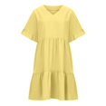 thumbnail image 6 of Diufon Womens Summer Casual Dresses Cute V Neck Mini Dress with Pockets Ruffle Short Sleeve Shirt Dress, 6 of 9