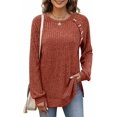 thumbnail image 2 of SOMER Long Sleeve Shirts for Women Knit Sweaters Pullover Side Slit Tops for Women Ribbed Knit Fall Shirts, 2 of 4
