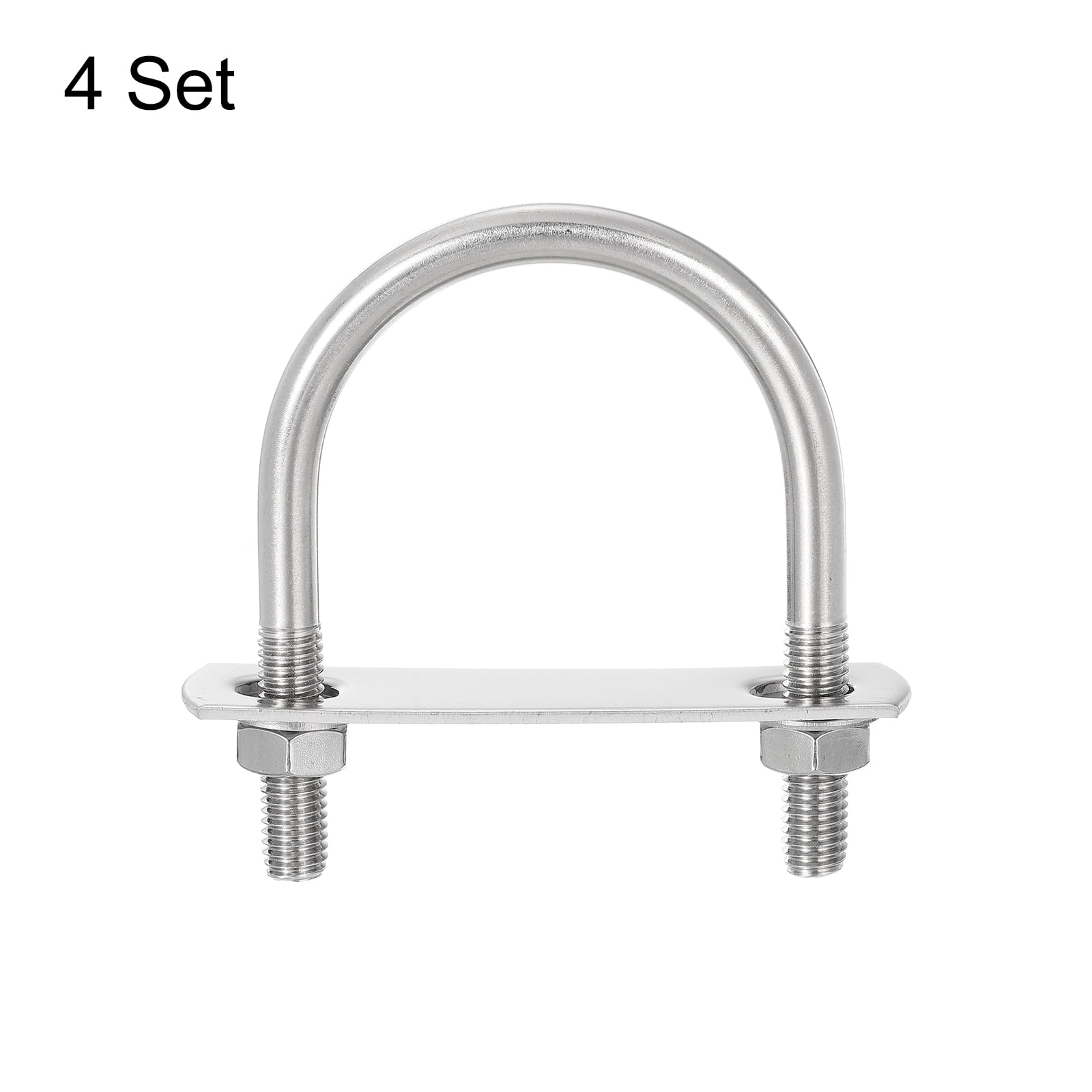 Round U-Bolts, 4 Sets 48mm(1.89") Inner Width 75mm Length M8 304 Stainless Steel U Clamp Bolt with Nuts and Plates