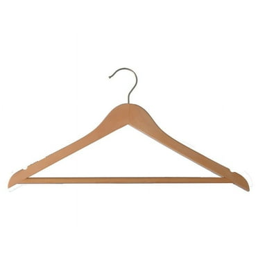 NAHANCO Wooden Suit Hanger with Bar, 19" - Low Gloss Natural, 100/CTN