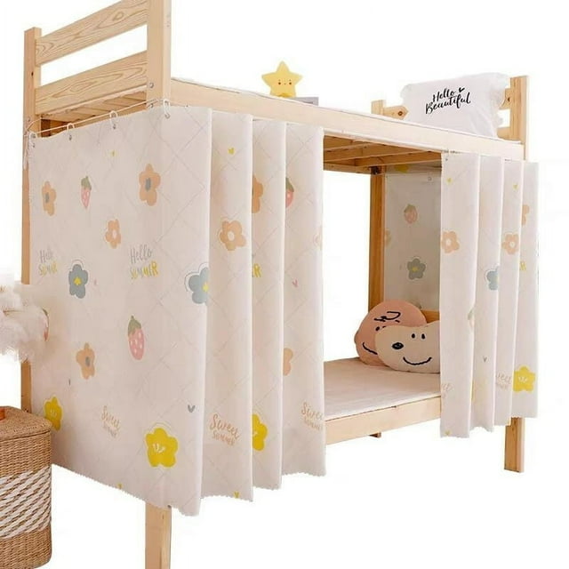 EIGTHTAIL 2 Pcs Rideaux de Lit Superposé Haut/bas Dortoir Maison Occultant Intimité Tissu de Lit Rideau Occultant Respirant Antipoussière Baldaquin de Lit avec Corde et Boucles pour Enfants Ados Lit Mezzanine Simple