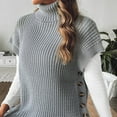 thumbnail image 6 of TFEOQRY Women's Turtleneck Sweater Vest Sleeveless Button Decor Ribbed Knit Casual Pullover Top Gray, 6 of 8