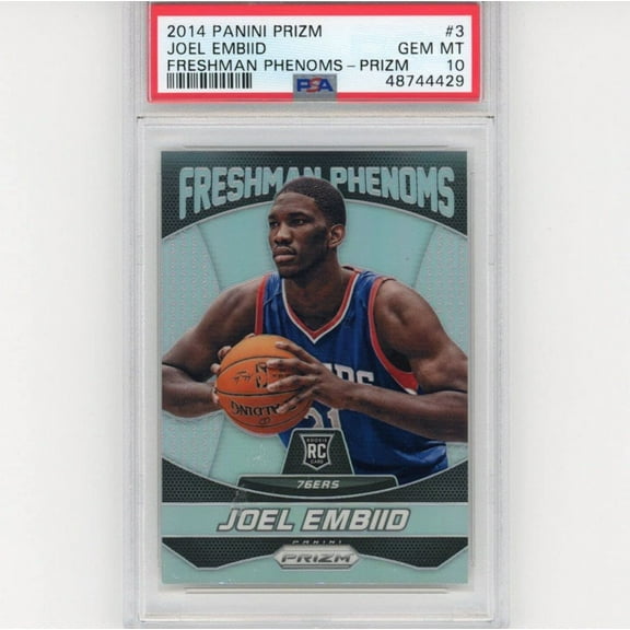Graded 2014-15 Panini Prizm Joel Embiid #3 Freshman Phenoms Prizm Rookie RC Basketball Card PSA 10 Gem Mint