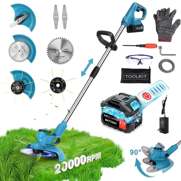 Grass Trimmer Cordless Electric String Trimmer & Edger, Fovendi 3 in 1 Weed Wacker Kit with 2 X 2.0Ah Battery and Charger