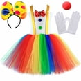 thumbnail image 4 of Disfraz de payaso de circo para niñas, disfraz de Halloween, disfraz de Joker divertido de arcoíris, vestido de tul para fiesta de carnaval y cumpleaños para niñas, 4 of 5