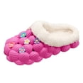 thumbnail image 5 of Floral Platform Garden Clogs Slippers for Women Girls with Fleece Lined Winter Warm Flower Memory Foam Indoor Outdoor Slip on Slides Mules House Shoes, 5 of 9