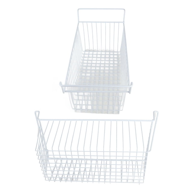 Freezer Organizer Bins Sturdy Steel Wire Large Capacity Strong Load Bearing Basket, 2Pcs with Handles for Fridge Closet Countertops