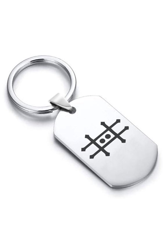 Stainless Steel Zinc Alchemy Symbol Dog Tag Keychain Circle Ring