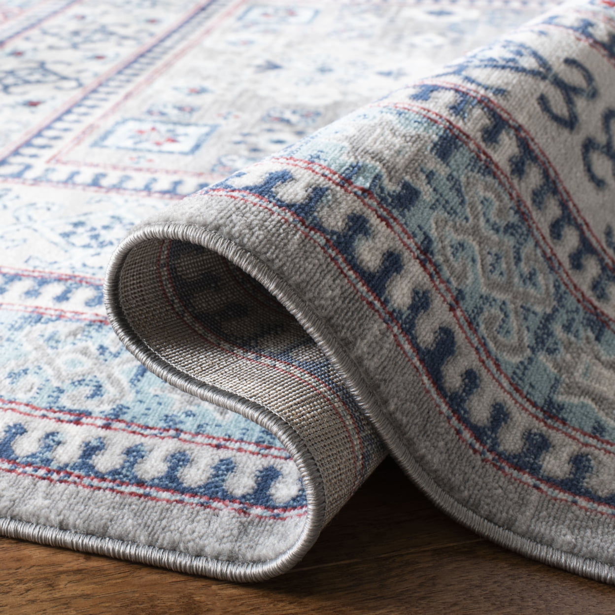 SAFAVIEH Kazak Caymen Geometric Area Rug, Grey/Blue, 6'7