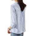 thumbnail image 6 of ZANZEA Polyester Cotton Three Quarter Sleeve V-Neck Stripe Printed Blouses Womens, 6 of 11