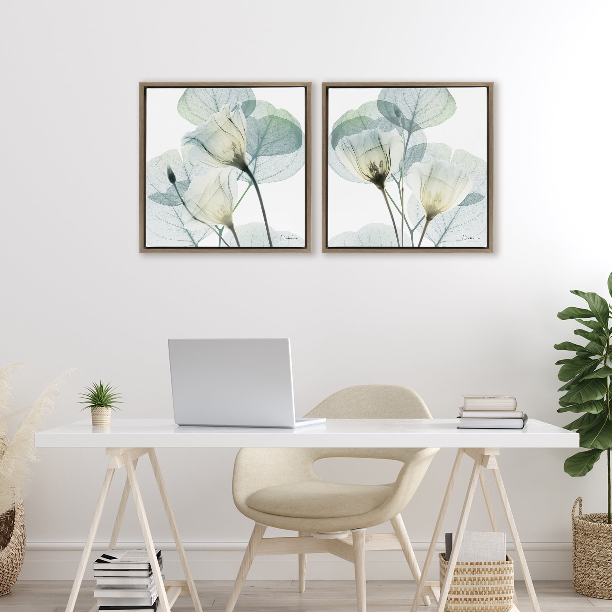 Stupell Industries Divine Fate Flowers 2 Piece Brown Framed Floater Canvas Set, design by Albert Koetsier
