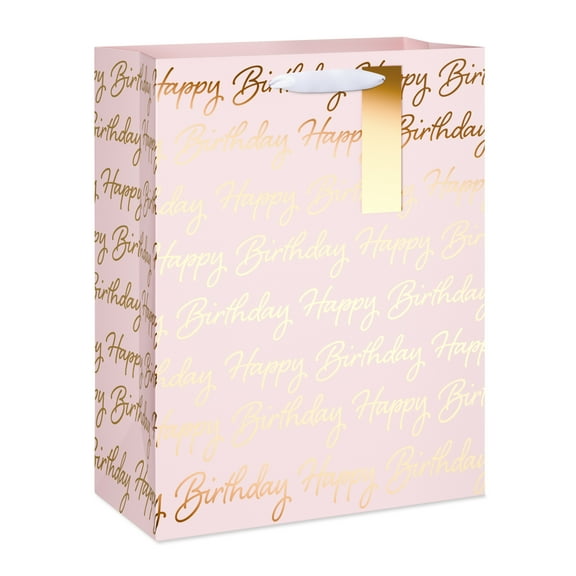 American Greetings 12.75 in. Large Pink Birthday Gift Bag for Her with Gold Hang Tag (1-Count)
