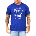 thumbnail image 3 of Funny Fathers Day Shirt Just Resting My Eyes  Sleeping Dad Recliner Graphic Tee Vintage Royal Shirt Adult 2XL, 3 of 5