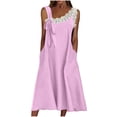 thumbnail image 7 of Zpzdpjkx Women's Summer Cotton Linen Dresses Fashion Sleeveless V-Neck Long Maxi A Line Dress with Pockets, 7 of 7
