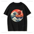 thumbnail image 3 of T-shirt Great Wave Cookie Monster : Imprimé Hokusai Mode Urbaine Tee - Style Col Rond d'Été, 3 of 7