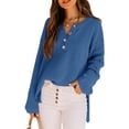 thumbnail image 3 of Batwing Long Sleeve Loose Knit Sweater Buttons Pullovers, 3 of 5
