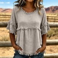 thumbnail image 2 of IMENGL Short Sleeve T-Shirts for Women Casual Lady's Fringed Hairdo Round Neck Blouse Stylish Blouse Pants Loose Basic Women's Short Sleeve Top,M-XXL, 2 of 5