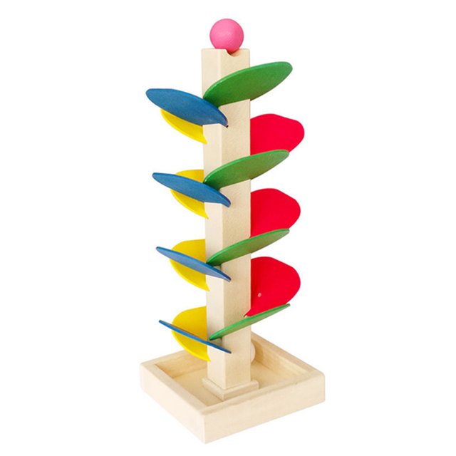 Juguete De La Bola De La Torre De La Hoja Juguete de bola de torre de hoja de madera, rompecabezas desmontable, juguete de cognición geométrica de Color